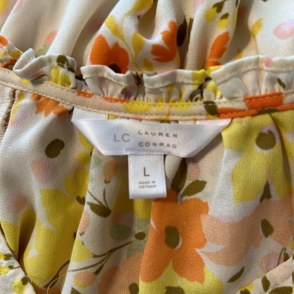 Lauren Conrad Floral Spring Ruffle Midi Short Sleeve V Neck Church Easter Dress - Picture 6 of 7